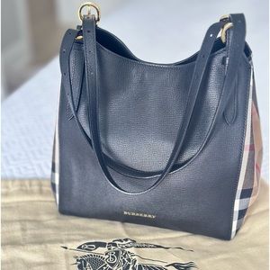 Burberry  HOUSE CHECK DERBY LEATHER SMALL CANTERBURY LEATHER TOTE